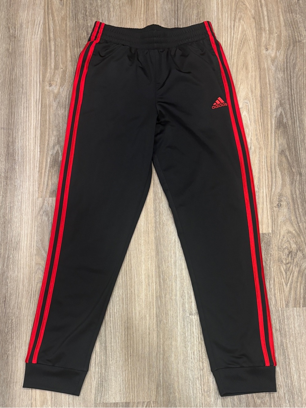 adidas Black Joggers with Red Stripes - Kids Athletic Pants